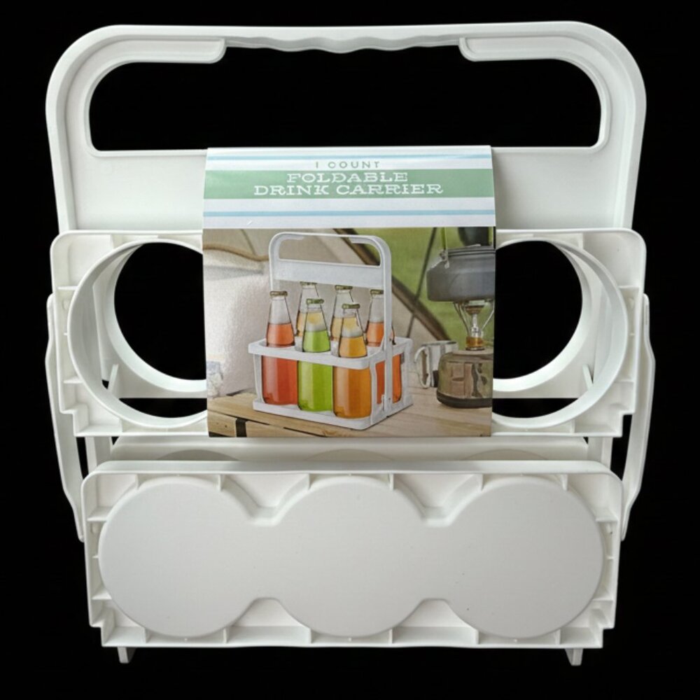 Foldable 6-Cup Drink Carrier White Portable Beverage Caddy NEW